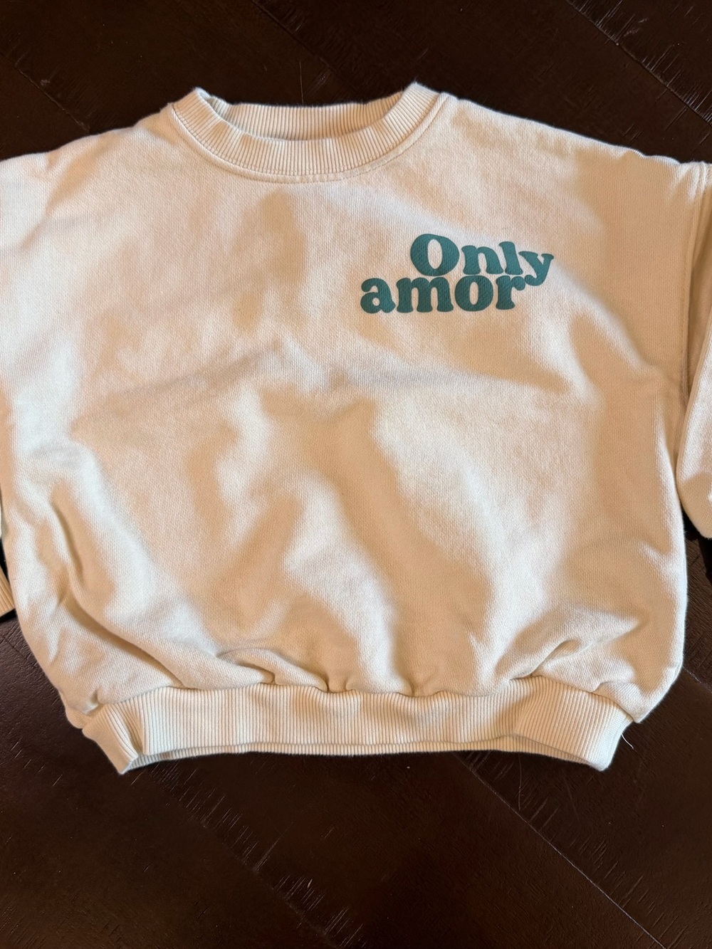 Zara Kids Only Amor Graphic Sweatshirt Cream Green Size 5 Years